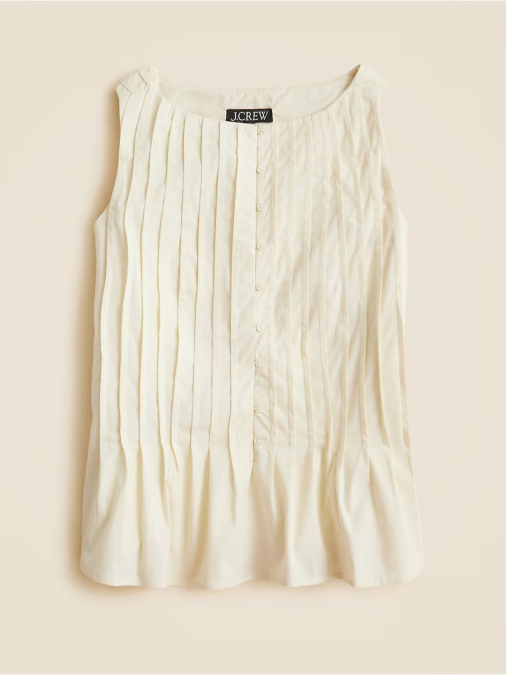 J.Crew Pintuck Cream Sleeveless cotton top
